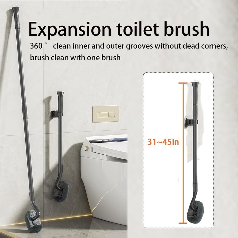 Wall Mounted Long Handle Toilet Brush Set with Holder and