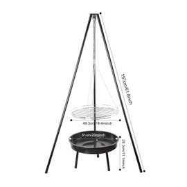 Guogiyala Tripod Foldable Grill - Camping Fire Adjustable chain grill for outdoor camping and backyard cookouts