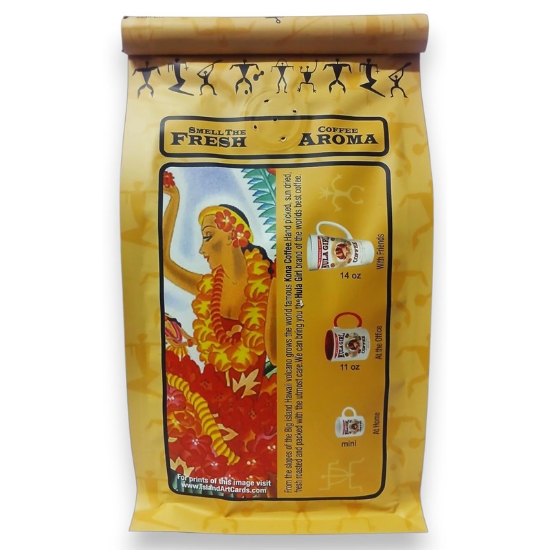 Hula Girl Kona Coffee, Grown in Hawaii, Hand Picked, Sun