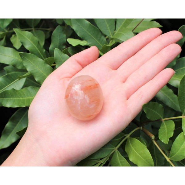 Hematoid Quartz Palm Stone: 'A' Grade Hamd Polished Pebbles (Fire