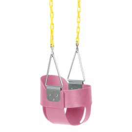 Eastern Jungle Gym Heavy-Duty High Back Full Bucket Toddler Swing Seat | Coated Chains Fully Assembled | Pink Swing Set Accessory