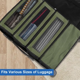 Olosar Suitcase Organizer, Travel Luggage Organizer Portable Hanging Travel Shelves Collapsible Hanging Packing Cubes for Carry on Suitcase, Army Green -M
