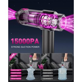 EYYA Handheld Car Vacuum Cleaner Cordless, 15000PA High Power Car Vacuum Cleaner & Air Duster, 4-in-1 Portable Mini Car Vacuum Cleaner with LED Light, Hand Held Vacuum Cleaner for Car Home Office