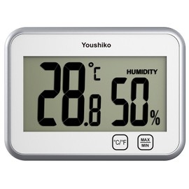 Youshiko Large Digital Thermo-Hygrometer, Indoor Weather Thermometer Hygrometer Gauge , Monitor Temperature and Humidity Meter for Home Office , Min / Max Records , With touch Buttons