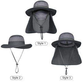 LCZTN Outdoor Sun Cap for Men & Women Breathable Wide Brim Fishing Hat UPF 50+ UV Protection with Removable Face & Neck Flap for Backpacking Hiking Travel Camping Gardening & Boating