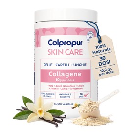 Colpropur Skin Care Gusto Vaniglia – Collagene Idrolizzato in Polvere da Bere - Peptidi di Collagene, Integratore per Capelli, Unghie e Denti – 306g