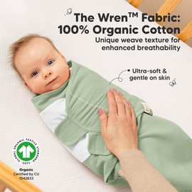 3-Pack Organic Swaddles for Newborns, Baby Sleep Sacks 0-3 Months - Baby Swaddle Wrap, Newborn Wearable Blanket, Infant Sleep Sack for Girls, Boys, Soft & Snug, Large Hook & Loop Closure (Willow)