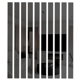 Nicerity 10Pcs DIY Striped Mirror Stickers 39.37 Inch Self Adhesive Long Acrylic Wall Decals Mirror Strips Removable for Home Art Wall Decor (Black)
