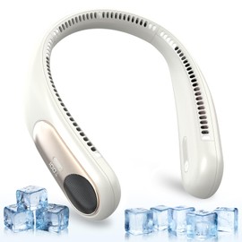 Namecute Portable Neck Fan,Personal Hands Free Bladeless Fan,360° Strong Cooling Fan,LED Display, 4-Speeds,6000mAh USB Rechargeable,Long Use Time,Wearable Fan,Gifts for Men Women Dad Mom(Light grey)