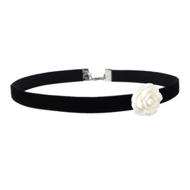 Pearl Rose Flower Choker Necklace Velvet Heart Camellia Necklace Faux Pearl Love Heart Collar Chain Jewellery for Women, Metal Resin Metal resin Faux Pearl, No Gemstone