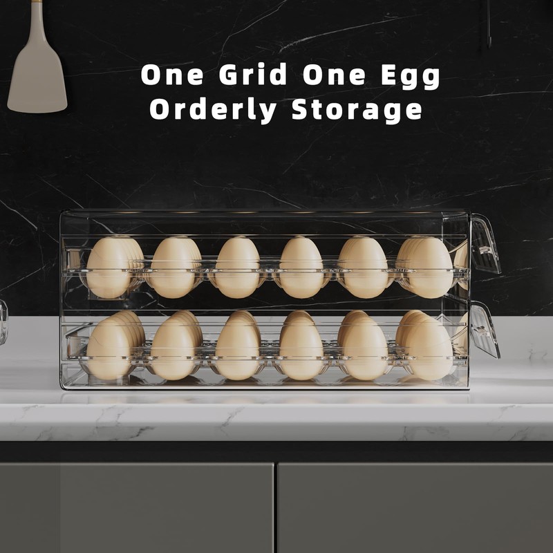 HIYOHIYO Clear 60 Egg Holder for Fridge, High Capacity Egg