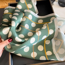 [Euyqs] Women's Scarves 100% Silk Uniform Office Scarves Handkerchiefs, #110 Green