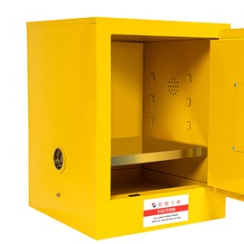 COFECO Storage Cabinets, 4 Gal 17 x 17 x 22in Flammable Storage Cabinet, 7.0J Shell Explosion-Proof Flammable Liquid Storage Cabinet with 2in High Leak-Proof Slot for Industrial Use, Yellow