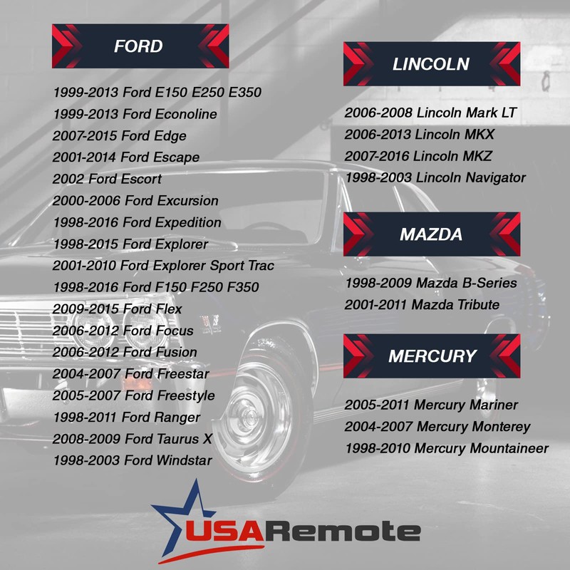 Key Fob fits 1998-2016 Ford Lincoln Mercury Mazda Keyless Entry