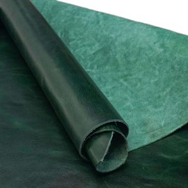 Springfield Leather Company Full Side of 4/5oz Semi-Veg Tan Waxy Water Buffalo 13-17 Square Feet per Side (Emerald Green)