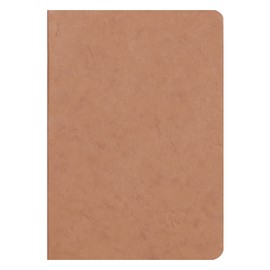 Clairefontaine - Ref 73316C - Age Bag Staplebound Notebook (96 Pages) - A5 Size, Lined Rulings, 90gsm Brushed Vellum Paper - Brown Leather Effect Cover