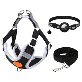 DAVBNM Dog Harness Medium Breathable Vest, Step-in Cat Puppy Harnesses and Lead Sets, Adjustable Reflective Easy Control No Pull Dog, with Collars for Extra-Small/Small Medium Dogs Walking (S)