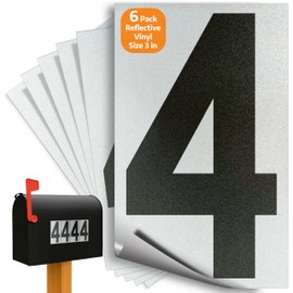 iSYFIX Calcomanías de vinilo negro con números 4 (cuatro) – Paquete de 6 calcomanías de 3 pulgadas – Calcomanía de alta calidad, fondo blanco y preespaciadas para buzón, carteles, ventana, puerta, coches, camiones, hogar, negocios, dirección, interior y 