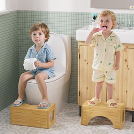AmazerBath Toilet Stool for Toddler Potty Training, Non-Slip Baby & Kids Potty Step Stool for Bathroom Sink, Kitchen Counter, Bedroom, Closet, 7"