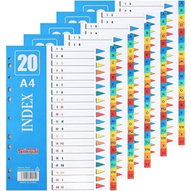 XHDA 5 A-Z Dividers for A4 Folders, A4 Folder Index Dividers A-Z for Folder Organisation in the Office