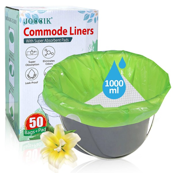 Commode Liners for Bedside Commode with Super Absorbent Pad 50