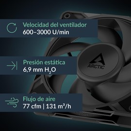 ARCTIC P12 Pro PST - 5 Pack - Powerful Premium Fan, 120 mm PWM Fan with Y-Cable Splitter, 600-3000 RPM, 0 RPM <5% PWM, Fluid Dynamic Bearing, 4-Pin - Black