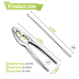 3 PCS Lobster Crackers and Picks Set, Stainless Steel Crab Leg Tools, including 1 Lobster Cracker and 2 Forks, Heavy Duty Shellfish Nut Cracker Set, Seafood Tools for King Crab Legs Shellfish Claw