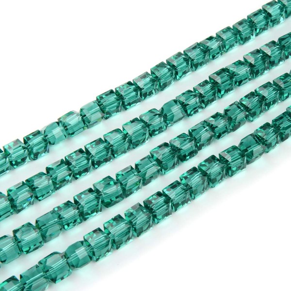 2 Strands Czech Faceted Cube Crystal Glass Loose Beads Spacer