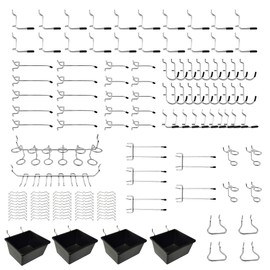 BELLO YON 143pcs Pegboard Hooks, Pegboard Accessories Organizer Kit, 1/8 and 1/4 inch Pegboard Hooks Assortment, Peg Locks, Peg Board Bins, for Organizing Various Tools