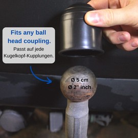 Cover for Towing Hitches, 2 Pack, in Black, Made of Hard Plastic, for Diameter 50 mm Ball Head Couplings, Coupling Cap, Trailer Hitch Cap, 2 x Protective Cap for Towing Hitch, AHK Cover