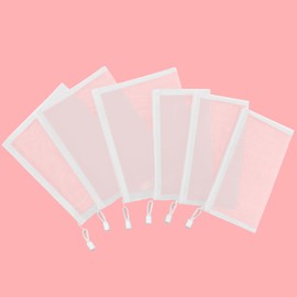 Sinzip 12 Pieces Zipper Nylon Mesh Pouch, Mesh Cosmetic Bags Makeup Bags Pencil Case, Multipurpose Travel Bags for Cosmetic School Office Supplies and Travel Accessories (White, A5+B6)