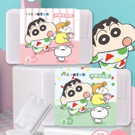 Crayon Xiaoxin Portable Disposable Makeup Remover & Toner Cotton Pads (5x6cm) / 150 Sheets Mixed 10ea
