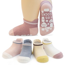HYCLES Stopper Socks Children - 5 Pairs ABS Socks Children Baby Boys Toddler Non-Slip Socks Non-Slip Socks Girls for 0-7 Years, 01# pink color scheme