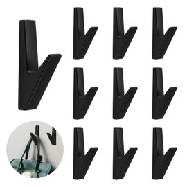 JINTANG Set of 10 Coat Hooks Black Matt Acoustic Panels Acoustic Panels Coat Rack Wall Hooks for Bathrooms, Kitchens, Foyers and Hallways, Capacity of Charge 20 kg