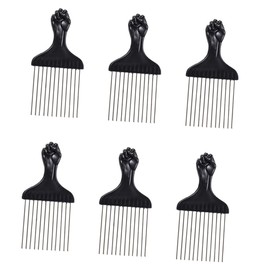 Gatuida 6Pcs Teeth Afro Comb Hair Picks for Curly Hair Styling and Braiding Versatile Professional Hairdressing Tools with Abs Handles for Salon and Home Use