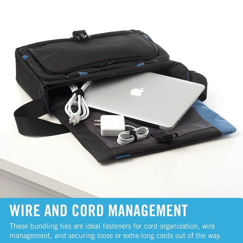 VELCRO ブランドケーブルタイ 100本パック - 8 x 1/2インチ 赤と黒 再利用可能なジップタイの代替品 ワンラップ