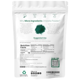 Micro Ingredients Organic Chlorella Powder, 20 Ounces | Broken Cell Wall for Complete Absorption | Raw Superfood Supplement, Rich in Protein & Vitamins | Non-GMO, Vegan, Non-Irradiated