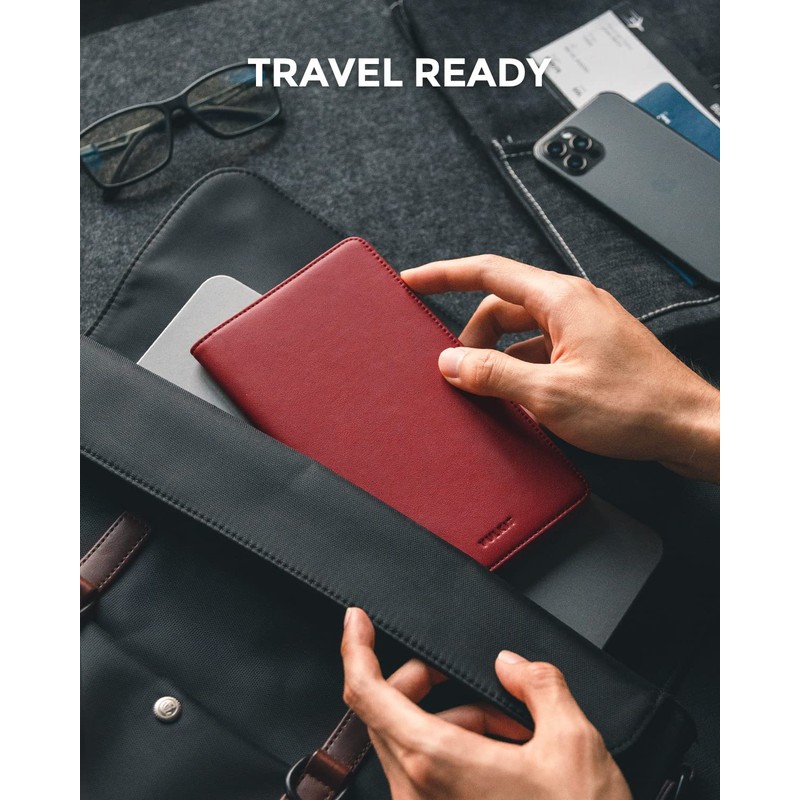 VULKIT Passport Holder Travel Wallet Leather Passport Holder RFID Blocking