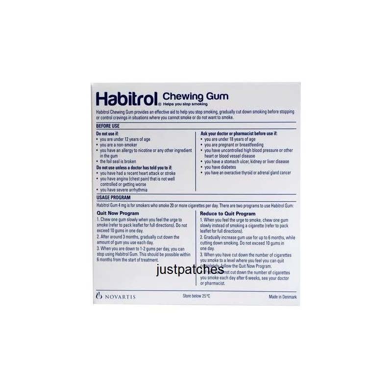 Habitrol Nicotine Gum 4mg FRUIT Flavor (204 Pieces, 1 Box)