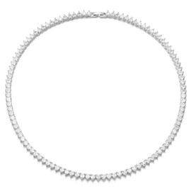 FEEL STYLE Heart Tennis Necklace for Women - 4mm Platinum Plated Diamond Necklace - Iced Out Choker Necklaces Cubic Zirconia Tennis Necklace 16inch