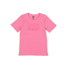 A FOR ADLEY 3D Logo Embossed Tees with The Adley Logo Raised Up Out of The Shirt, a Unique Design for Our Adley Fans (US, Numeric, 16, Regular, Pink)