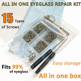 Unbranded Eyeglass Repair Kit with Screws, 15 Types Screws for Eyeglasses