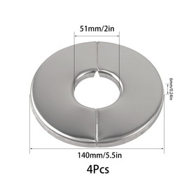 Rrina 4Pcs 304 Stainless Steel Wall Split Flange Round Escutcheon Plate Cover for Various Pipes (50mm/2in)