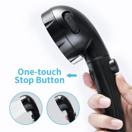 EAARSUO High Pressure Handheld Shower Head, Detachable Shower Head with Self-Adjustable Holder, RV Handheld Shower Head with Hose and On Off Switch (Black)