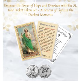 Laminated Saint Jude Prayer Card - St Jude Pocket Token, The Lord's Prayer Card | Saint Jude Thaddeus Prayer Card, St Jude Pocket Coin | Patron Saint of Lost Causes, St Jude Prayer for Healing,3 Items