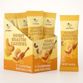 NEWBAM Honey Roasted Cashews – 12 Individual Snack Packs (1.5oz Each) – Sweet Crunchy Nuts, Healthy On-the-Go Protein Snack – Gluten-Free, Made in Vietnam