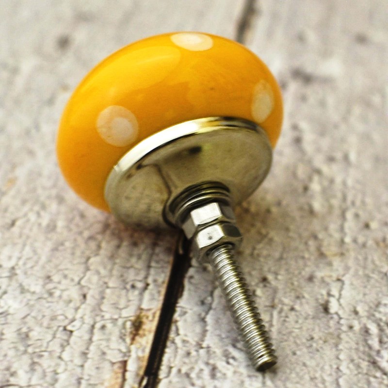 ARTISNO Beautiful Yellow and White Ceramic Knobs Kitchen Cabinet Drawer