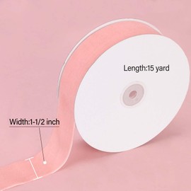 15 Yards Velvet Ribbon 1-1/2 Inch Single Face Pink Velvet Ribbon Spool Prefect for Wedding, Ribbon for Gift Wrapping, Christmas Wreath,Hair Bows Ribbon, Ribbon for Crafts