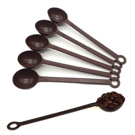 10 Pieces Plastic Long Handle Coffee Measuring Spoon Coffee Measuring Scoop Plastic Coffee Scoop Coffee Spoon for Coffee Tea Beans Fruit Powder Sugar Spices Seasoning, 8.26 Inches, Dark-Brown