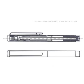 X47 Mini Ballpoint Pen 8.3 cm Dark Red with Extendable and Clip-on Cap, Replaceable Refill